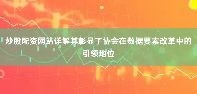 炒股配资网站详解其彰显了协会在数据要素改革中的引领地位